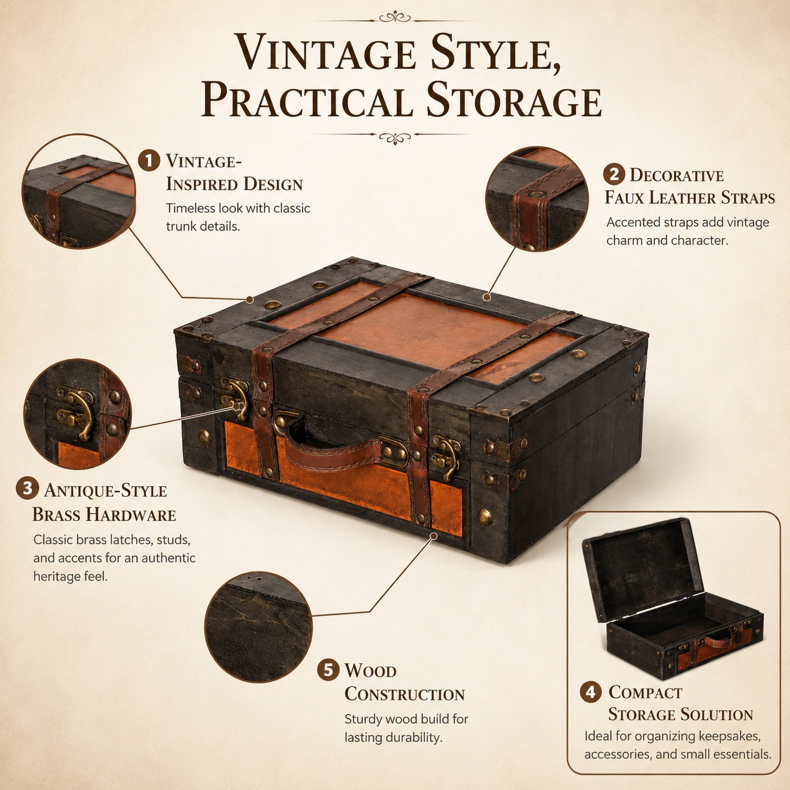 Amazon.com: Vintiquewise Old Style Decorative Suitcase with